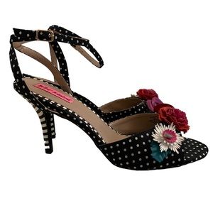 Betsey Johnson Ines Floral Polka Dot Strappy Heels